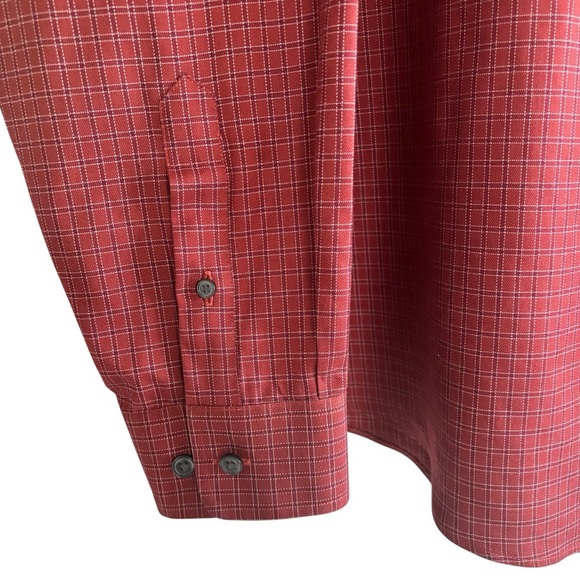 Eddie Bauer Men’s XL Tall Button Down Shirt Red Plaid Long Sleeve Wrinkle Resist - Picture 5 of 14
